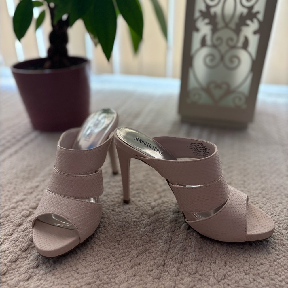 Jennifer Lopez Blush Strappy Mules